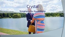  Presentation with elderly people walking difficulties - Theme having bright older agees - elderly couple on a walk background and a sky blue colored foreground