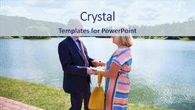  Presentation with walk - Beautiful PPT layouts featuring bright older agees - elderly couple on a walk backdrop and a  colored foreground