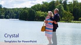  Presentation with elderly people walking difficulties - Audience pleasing slide deck consisting of bright older agees - elderly couple on a walk backdrop and a  colored foreground