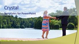  Presentation with older couple - Cool new PPT layouts with bright older agees - elderly couple on a walk backdrop and a  colored foreground