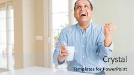  Presentation with free aging at home - Amazing presentation theme having bright older agees - middle age man drinking coffee backdrop and a  colored foreground