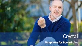  Presentation with mature students sitting at desks - Audience pleasing slide set consisting of bright older agees - smiling happy mature man sitting backdrop and a ocean colored foreground