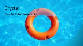  Presentation with water life - PPT layouts having bright orange life buoy floating background and a teal colored foreground