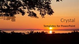  Presentation with maine - Amazing PPT layouts having bright-orange-sunrise-over backdrop and a gold colored foreground