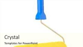  Presentation with paint roller - PPT theme featuring beautiful topless woman whispering to shirtless mans ear background and a coral colored foreground