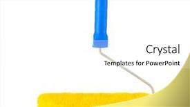  Presentation with paint roller - Beautiful slides featuring bright paint roller isolated on white backdrop and a white colored foreground