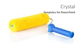  Presentation with paint roller - Cool new PPT layouts with bright paint roller isolated on white backdrop and a white colored foreground