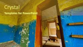  Presentation with bright yellow - Slide deck consisting of bright-painted-flaky-walls background and a tawny brown colored foreground