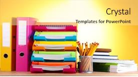  Presentation with bright yellow - Theme consisting of bright paper trays and stationery background and a blonde colored foreground