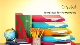  Presentation with pineapple a yellow wooden - Beautiful slide set featuring bright paper trays and stationery backdrop and a  colored foreground