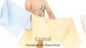  Presentation with laundry - Presentation theme having bright picture of adorable baby doing laundry background and a cream colored foreground
