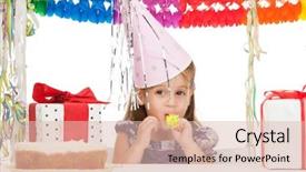  Presentation with birthday cake - Cool new presentation theme with bright picture of beautiful litle backdrop and a lemonade colored foreground