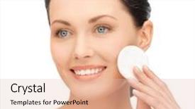  Presentation with cotton - Slide set featuring bright picture of beautiful woman with cotton pad background and a lemonade colored foreground