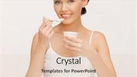  Presentation with yogurt - Amazing PPT theme having beautiful woman with yogurt backdrop and a lemonade colored foreground