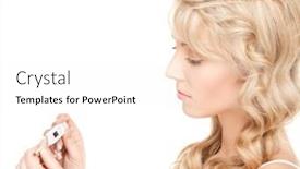  Presentation with bright - Slide deck featuring bright-picture-of-beautiful-woman background and a sky blue colored foreground