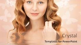  Presentation with butterflies - Theme enhanced with bright picture of beautiful woman with butterflies in water background and a coral colored foreground