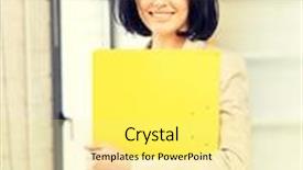  Presentation with folder style - Slides having bright picture of beautiful woman with folder background and a blonde colored foreground
