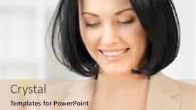  Presentation with cell - Audience pleasing presentation consisting of bright picture of businesswoman with cell phone backdrop and a lemonade colored foreground