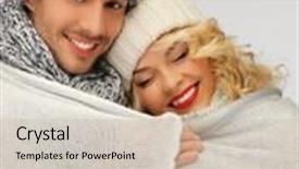  Presentation with bright - Colorful theme enhanced with bright picture of family couple under warm blanket backdrop and a soft green colored foreground