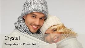  Presentation with bright - Theme featuring bright picture of family couple under warm blanket background and a soft green colored foreground