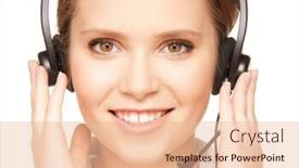  Presentation with friendly - Colorful PPT theme enhanced with bright-picture-of-friendly-female backdrop and a lemonade colored foreground