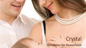  Presentation with bright white - PPT theme consisting of baby breastfeeding dad - bright picture of happy family background and a lemonade colored foreground