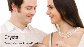  Presentation with bright white - Slide set with baby breastfeeding dad - bright picture of happy family background and a lemonade colored foreground