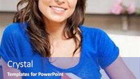  Presentation with bright - Presentation having bright picture of happy and smiling woman with book background and a cobalt blue colored foreground