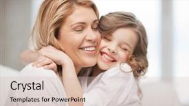  Presentation with mother and doula during labor - PPT theme consisting of bright picture of hugging mother background and a soft green colored foreground