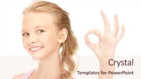  Presentation with bright - Slide deck enhanced with bright picture of lovely girl showing ok sign background and a lemonade colored foreground