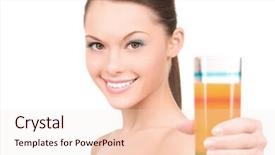  Presentation with juice - Slides having bright picture of lovely woman with glass of juice background and a lemonade colored foreground
