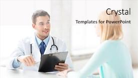  Presentation with bright - Amazing slide deck having bright picture of male doctor backdrop and a white colored foreground