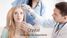  Presentation with plastic - PPT layouts having bright picture of male plastic background and a coral colored foreground