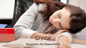  Presentation with sleeping - Audience pleasing slides consisting of bright picture of sleeping woman with book backdrop and a coral colored foreground