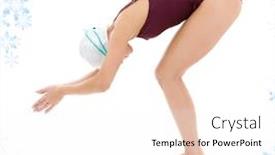  Presentation with swimmer - Colorful slide set enhanced with bright picture of swimmer woman with snowflakes backdrop and a white colored foreground