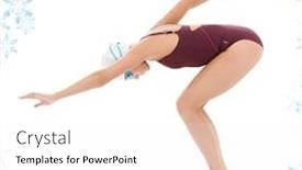  Presentation with swimmer - Presentation theme consisting of bright picture of swimmer woman with snowflakes background and a white colored foreground