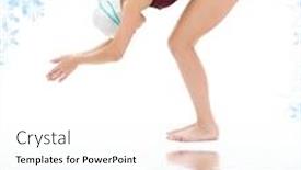  Presentation with swimmer - Presentation enhanced with bright picture of swimmer woman with snowflakes background and a white colored foreground