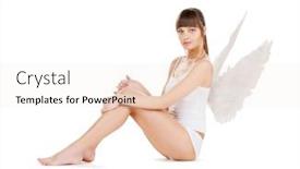 Presentation with angel - Slides with bright picture of white lingerie angel girl background and a sky blue colored foreground
