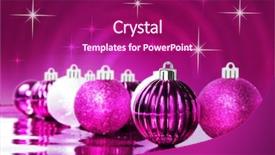  Presentation with star - PPT theme enhanced with bright pink christmas ornaments background and a violet colored foreground