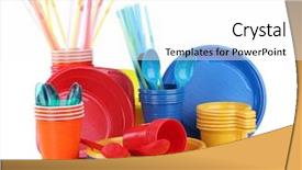  Presentation with napkins - Audience pleasing PPT theme consisting of bright plastic tableware and napkins backdrop and a pink colored foreground