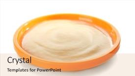  Presentation with bright white - PPT theme featuring bright plate with baby puree background and a coral colored foreground