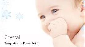 Presentation with snowflakes - Presentation theme featuring bright portrait of adorable baby with snowflakes background and a sky blue colored foreground
