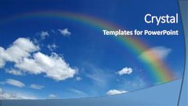  Presentation with sky rainbow - Slide set consisting of bright rainbow in the sky background and a ocean colored foreground