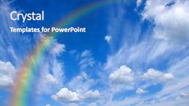  Presentation with sky rainbow - Slide deck with bright rainbow in the sky background and a ocean colored foreground