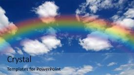  Presentation with sky rainbow - Cool new presentation theme with bright rainbow in the sky backdrop and a  colored foreground