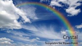  Presentation with sky rainbow - Slide set with bright rainbow in the sky background and a  colored foreground