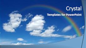  Presentation with sky rainbow - PPT layouts with bright rainbow in the sky background and a ocean colored foreground