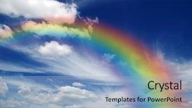  Presentation with sky rainbow - PPT theme consisting of bright rainbow in the sky background and a light blue colored foreground