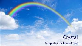  Presentation with sky rainbow - PPT theme consisting of bright rainbow in the sky background and a  colored foreground