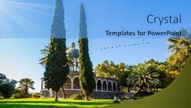  Presentation with illuminate - Presentation theme consisting of bright-rays-of-sunset-illuminate background and a light blue colored foreground